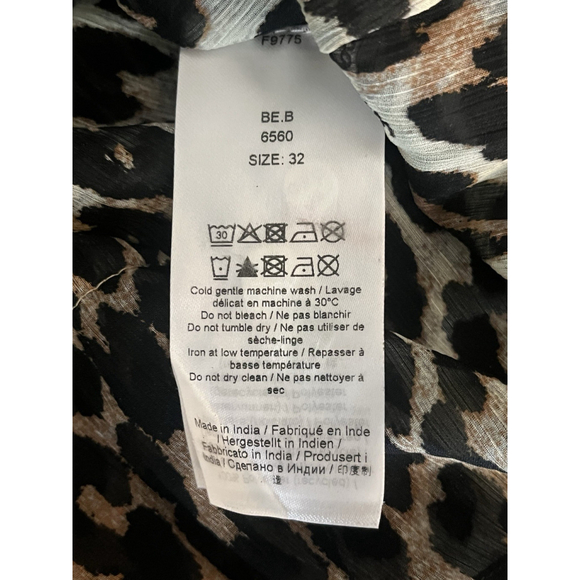 Ganni Blouse Womens Size 32 EU or XXS US Leopard Print Tie Front Short Sleeve - Picture 6 of 10